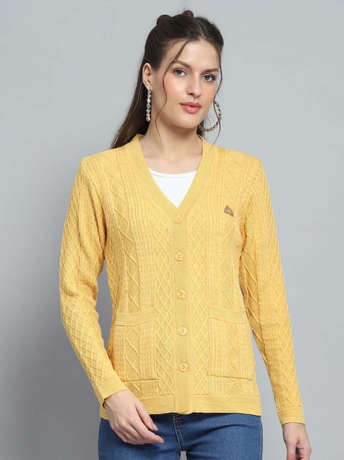 Monte Carlo Yellow Self Regular Fit Cardigan-picture-20