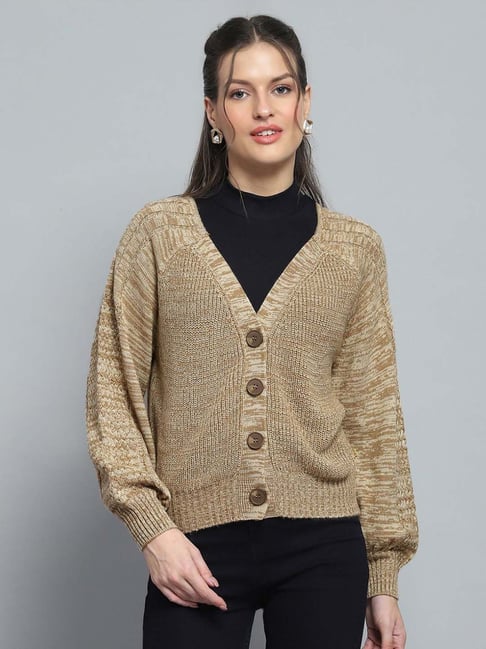 Monte Carlo Beige Self Regular Fit Cardigan-picture-42