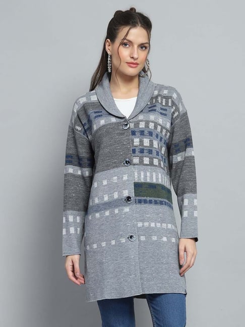 Monte Carlo Grey Printed Regular Fit Cardigan-picture-20