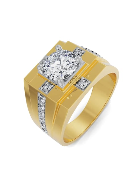 EMORI Yellow Gold Round Diamond Ring for Men