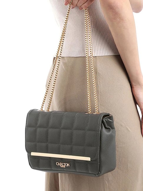 Carlton London Grey Rosabelle Quilted Medium Shoulder Bag