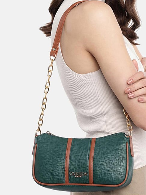 Carlton London Dark Green Silvestra Medium Shoulder Bag
