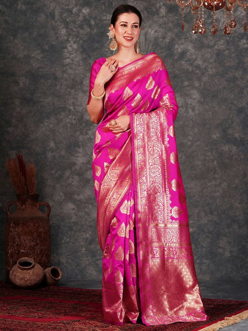 Satrani Magenta Art Silk Woven Saree With Unstitched Blouse-picture-35