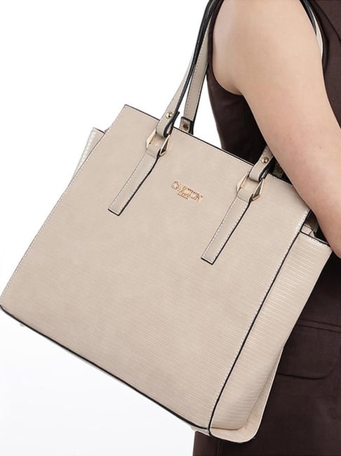 Carlton London Cream Farfalla Animal Effect Medium Tote Bag