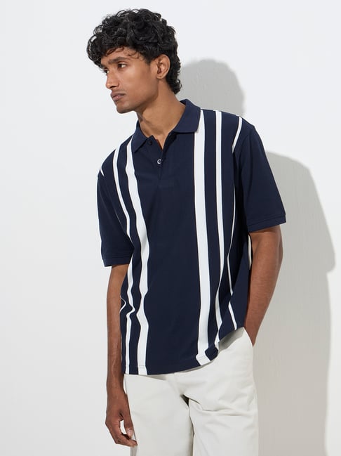WES Casuals by Westside Navy Relaxed-Fit Cotton-Blend Polo T-Shirt