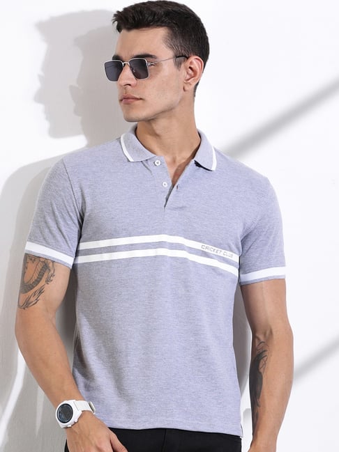 Thomas Scott Grey Cotton Regular Fit Striped Polo T-Shirt-picture-36