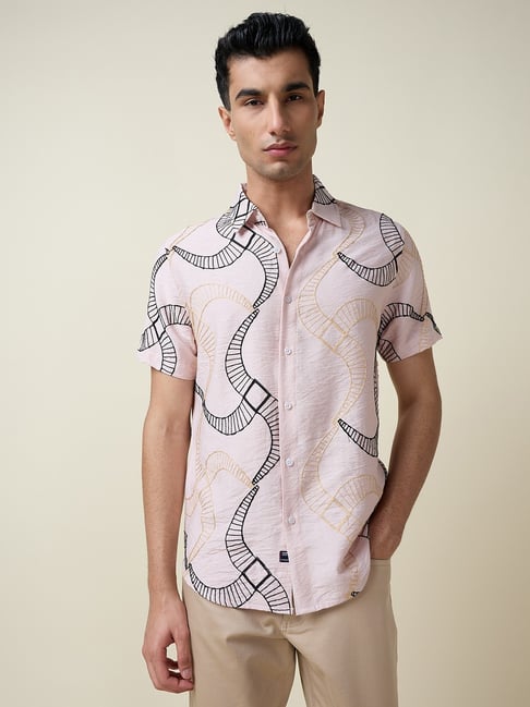 Thomas Scott Pink Slim Fit Embroidered Shirt-picture-31