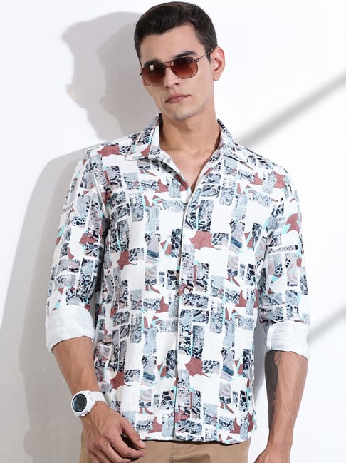 Thomas Scott White Slim Fit Printed Shirt-picture-42