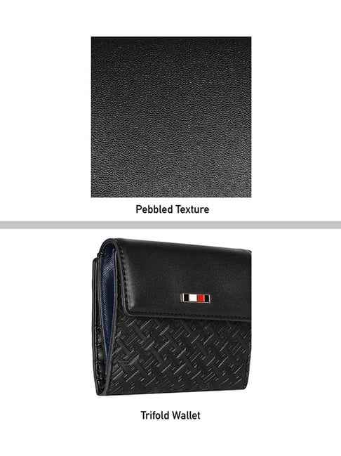 TOMMY HILFIGER Black Calhoun Lautrac Logo Small Flap Wallet with Sling