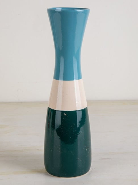 Freedom Tree Hourglass Soft Blue Ceramic Vase