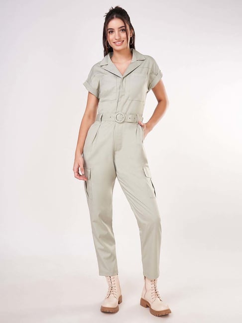People By Pantaloons Deep Lichen Green Cotton Regular Fit Jumpsuit-picture-34