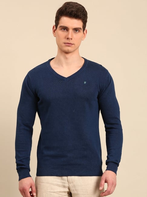 Linen Club Navy Slim Fit T-Shirt-picture-43