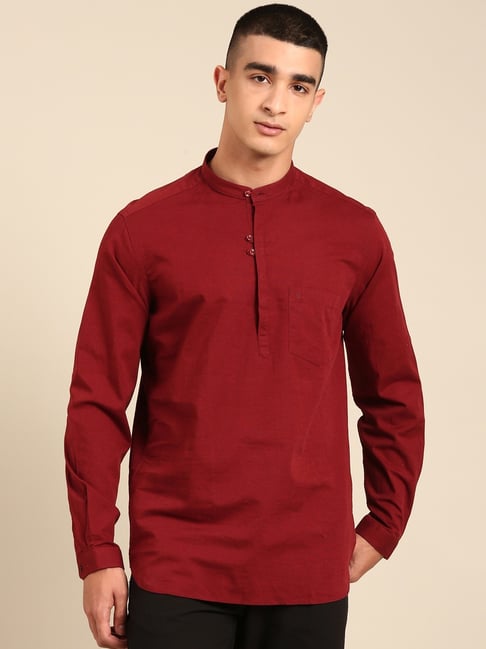 Cavallo By Linen Club Maroon Slim Fit Shirt-picture-13