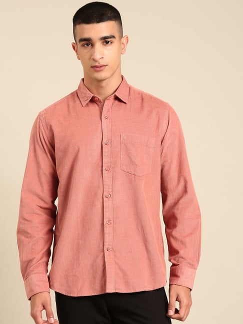 Cavallo By Linen Club Pink Slim Fit Self Pattern Shirt-picture-18