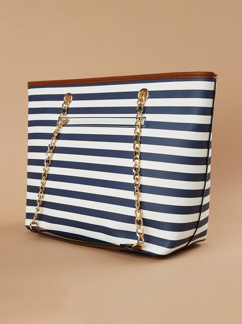 Purse Striped Tote Ginger By Lifestyle Blue White Striped Tote Handbag