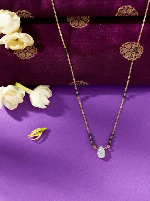 Jewellers 18 KT Yellow Gold Diamond Modern Mangalsutra For  Woman