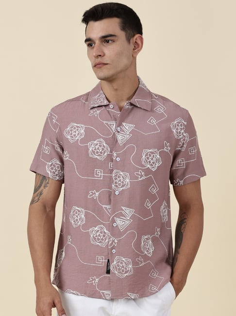 Thomas Scott Pink Regular Fit Self Pattern Shirt-picture-32