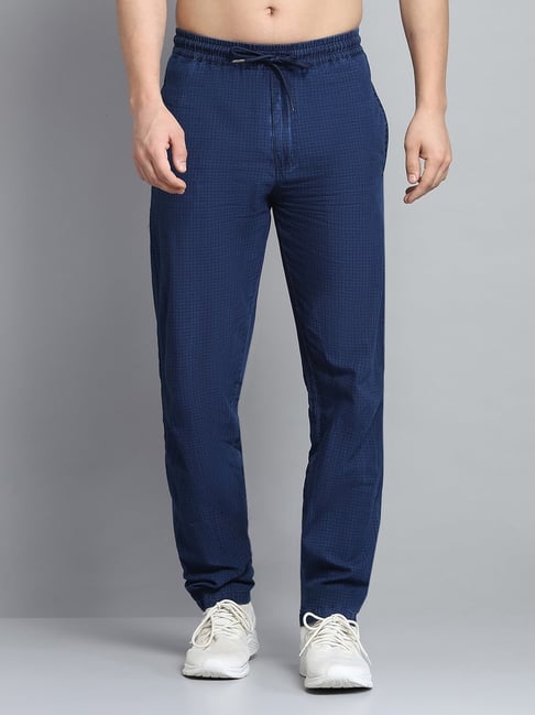 Monte Carlo Dark Blue Regular Fit Checks Trackpants-picture-15
