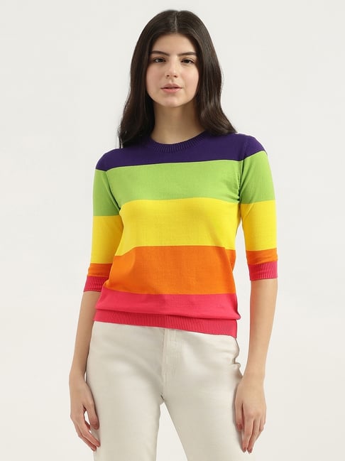 United Colors Of Benetton T-shirt Donna Girocollo In Cotone Devorè - Taglia Unica (Over Fit)