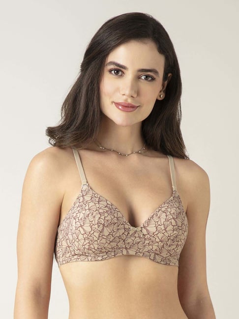 Amante Beige Floral Print Bra-image-11