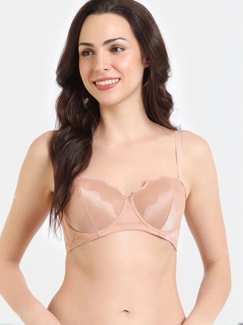 Zivame Beige Solid Balconette Bra
