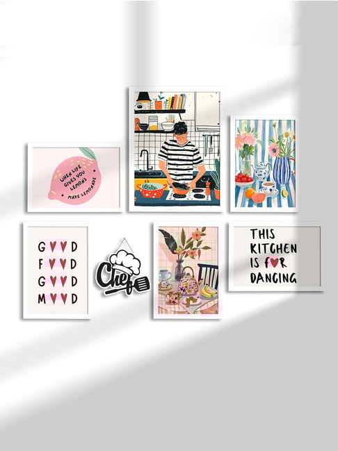 Art Street Multicolour Synthetic Wood Kitchen Art Wall Art - Set of 7-picture-31