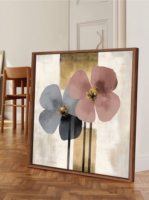 Art Street Multicolour Large Framed Minimalist Floral Abstract Canvas Painting-picture-41