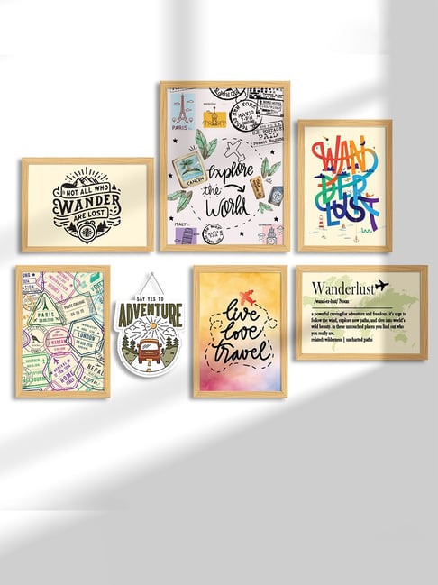 Art Street Multicolour Synthetic Wood Travel World Famous Wall Art - Set of 7-picture-32