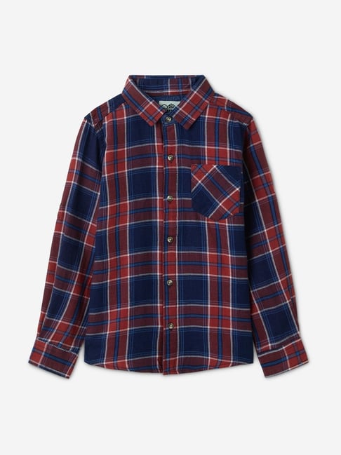 The Souled Store Boys Indigo Plaid Shirt Indigo Cotton Shirt-picture-13