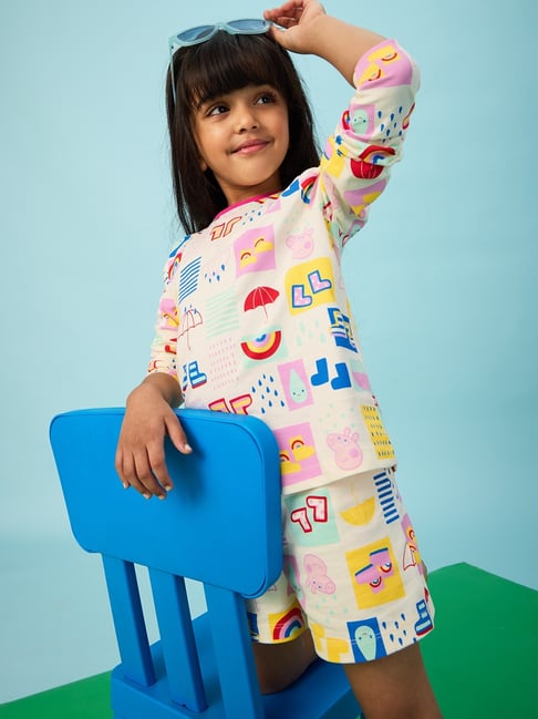 The Souled Store Girls Multi Peppa Rainbow Splash Girls Cotton Full Sleeve T-Shirt-picture-20
