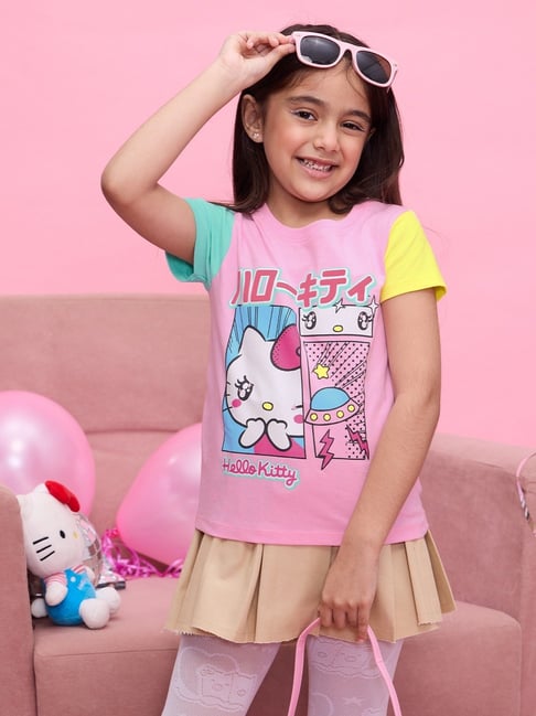 The Souled Store Girls Multi Hello Kitty So Cute Girls Cotton T-Shirt