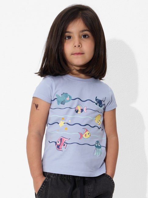 The Souled Store Girls Blue TSS Originals Aqua Life Girls Cotton T-Shirt-picture-33