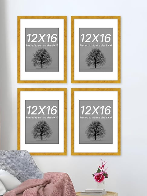 Art Street Synthetic Wood Gold Document Photo Frame (12 x 16 Inch) - Set of 4-picture-16