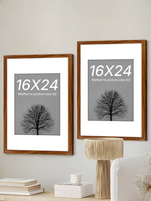 Art Street Synthetic Wood Brown Document Photo Frame (16 x 24 Inch) - Set of 2