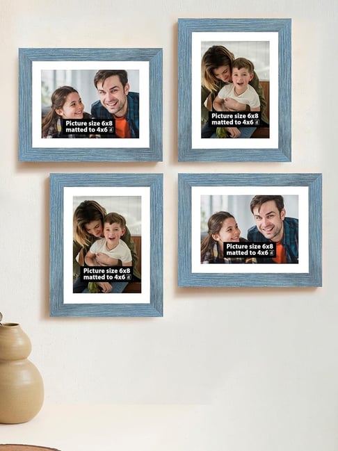 Art Street Synthetic Wood Blue Photo Frame (6 x 8 Inch) - Set of 4