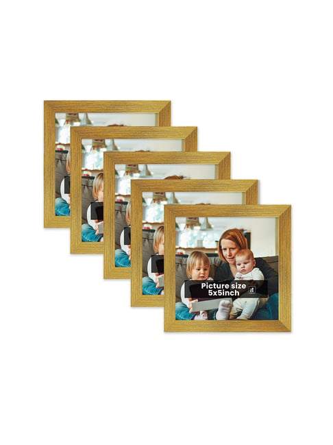 Art Street Synthetic Wood Gold Photo Frame (5 x 5 Inch) - Set of 5-picture-22