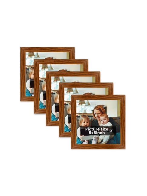 Art Street Synthetic Wood Brown Photo Frame (5 x 5 Inch) - Set of 5-picture-25