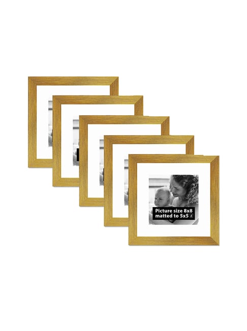 Art Street Synthetic Wood Gold Photo Frame (8 x 8 Inch) - Set of 5-picture-23