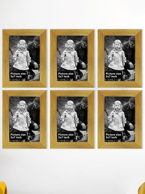 Art Street Synthetic Wood Gold Photo Frame (5 x 7 Inch) - Set of 6-picture-31