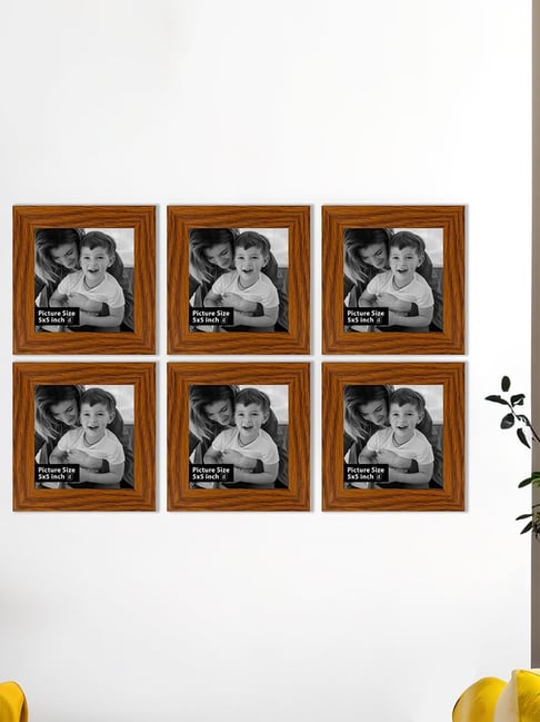 Art Street Synthetic Wood Brown Photo Frame (5 x 5 Inch) - Set of 6-picture-18