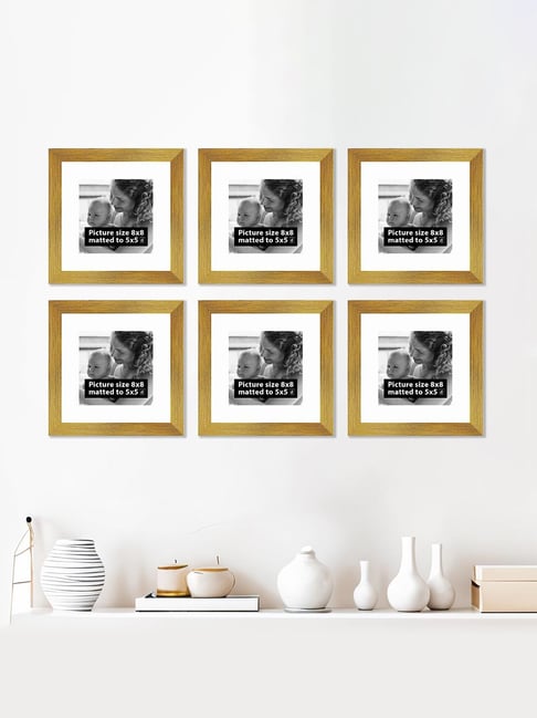 Art Street Synthetic Wood Gold Photo Frame (8 x 8 Inch) - Set of 6-picture-18