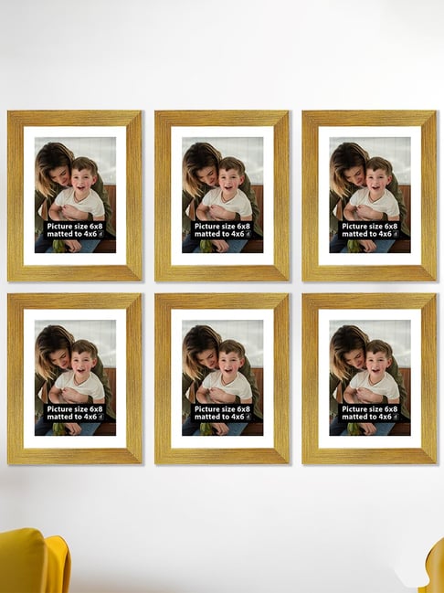 Art Street Synthetic Wood Gold Photo Frame (6 x 8 Inch) - Set of 6-picture-19