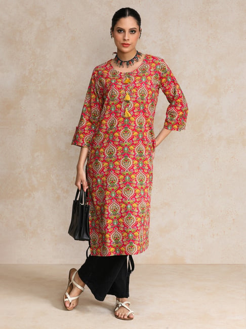 Varanga Pink Cotton Embroidered Kurta-picture-32