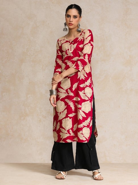 Varanga Red Cotton Printed Kurta-picture-17