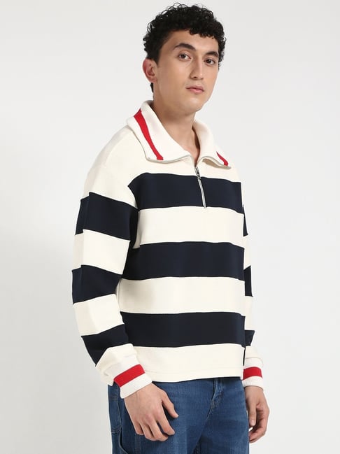 TOMMY HILFIGER Navy Cotton Boxy fit Stripes Jacket