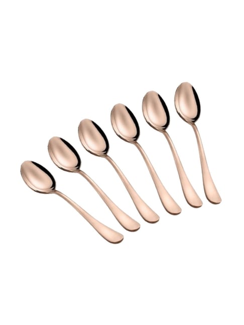 FNS Rosella Rose Gold Stainless Steel Dinner Spoon - Set of 6