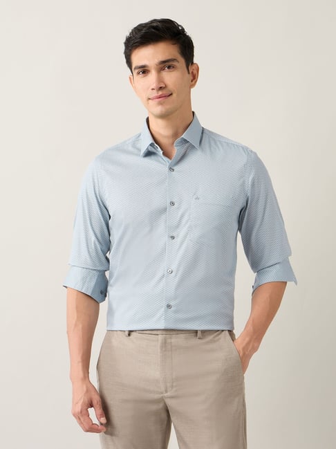 Arrow Blue Cotton Regular Fit Printed Shirt-picture-22