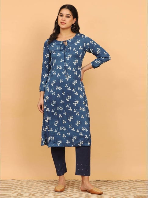 Folksong By W Blue Regular Fit Printed Kurta-picture-21