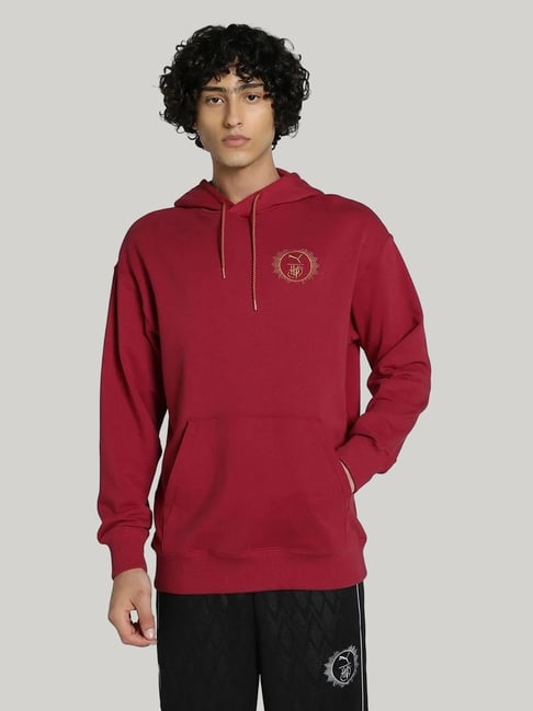 Puma Red Cotton Relaxed Fit Printed Sports Hoodie-picture-30