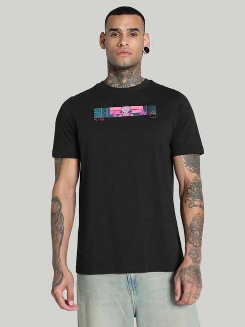 Puma Black Cotton Regular Fit Printed Sports T-Shirt-picture-13